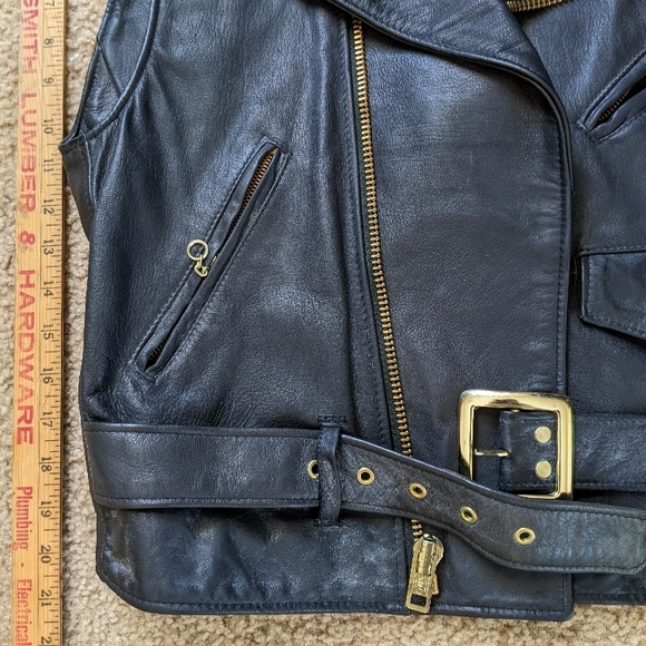 Dkny Black Leather Motorcycle Vest - Picture 2 of 14